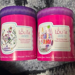 Lolita 2 stemless wine glasses: birthday theme